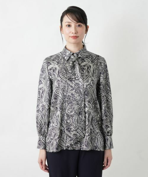 【新品】定価47,300円　レリアン　花柄ボウタイブラウス　ネイビー　13号 フラワー柄ボウタイブラウス【BOURGE】 | Leilian plus