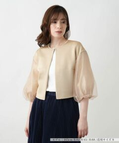 Leilian / レリアン カーディガン・ボレロ | 切替ノーカラーカーディガン