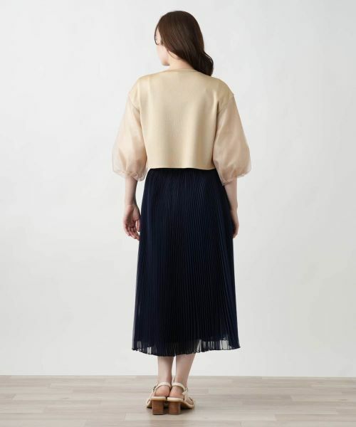 Leilian / レリアン カーディガン・ボレロ | 切替ノーカラーカーディガン | 詳細11