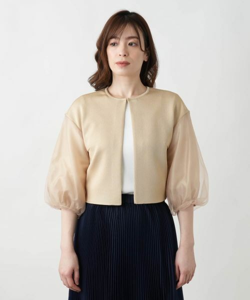 Leilian / レリアン カーディガン・ボレロ | 切替ノーカラーカーディガン | 詳細12