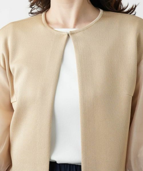 Leilian / レリアン カーディガン・ボレロ | 切替ノーカラーカーディガン | 詳細15