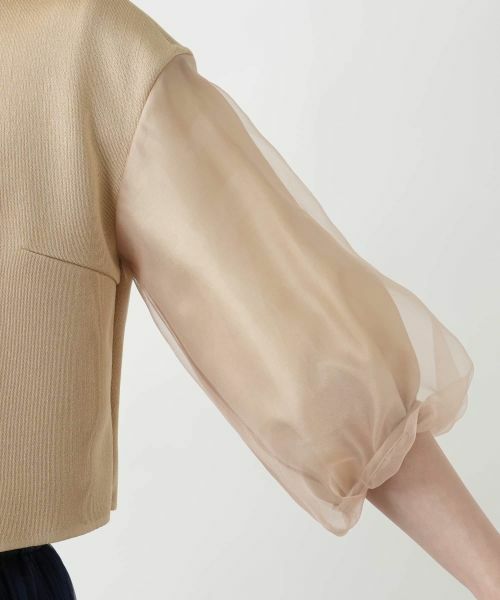 Leilian / レリアン カーディガン・ボレロ | 切替ノーカラーカーディガン | 詳細17