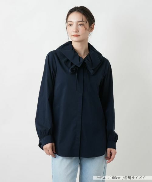 Leilian / レリアン シャツ・ブラウス | リボンカラーブラウス(ネイビー)