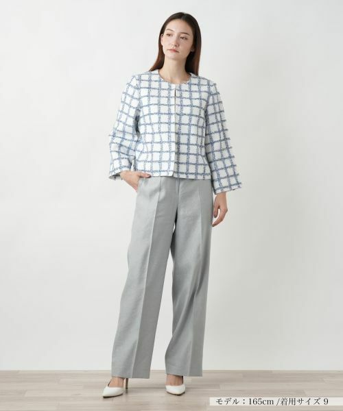 Leilian / レリアン テーラードジャケット | チェック柄ノーカラージャケット | 詳細1