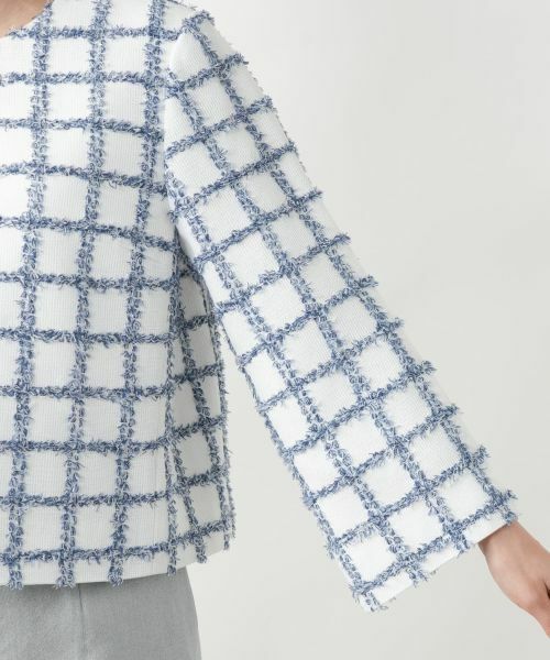Leilian / レリアン テーラードジャケット | チェック柄ノーカラージャケット | 詳細10