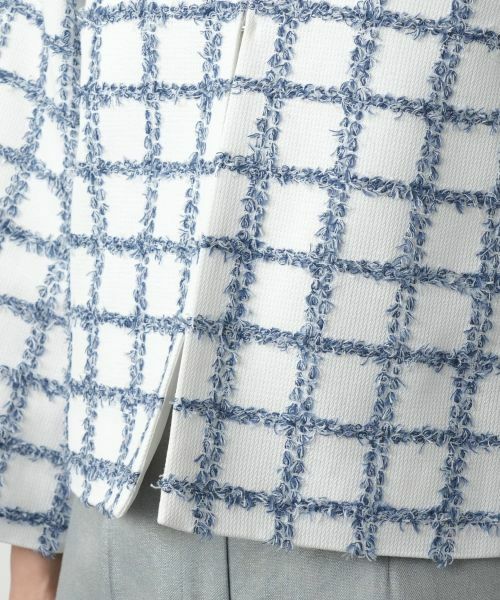 Leilian / レリアン テーラードジャケット | チェック柄ノーカラージャケット | 詳細12