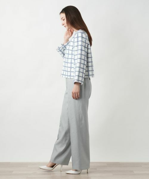 Leilian / レリアン テーラードジャケット | チェック柄ノーカラージャケット | 詳細2