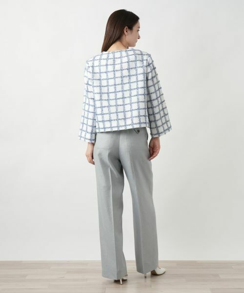 Leilian / レリアン テーラードジャケット | チェック柄ノーカラージャケット | 詳細3