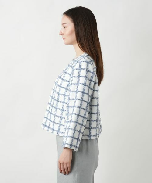Leilian / レリアン テーラードジャケット | チェック柄ノーカラージャケット | 詳細5
