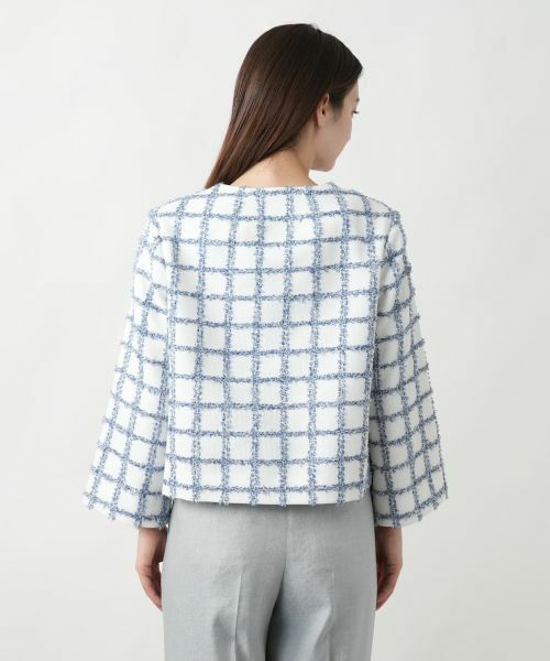 Leilian / レリアン テーラードジャケット | チェック柄ノーカラージャケット | 詳細6