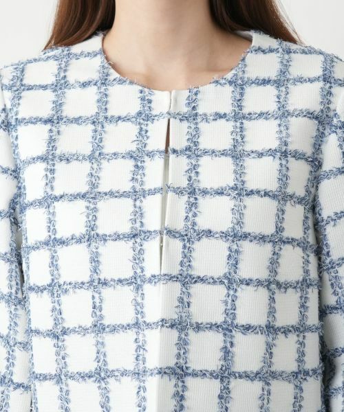 Leilian / レリアン テーラードジャケット | チェック柄ノーカラージャケット | 詳細7