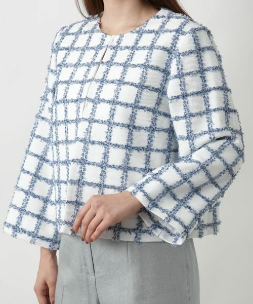 Leilian / レリアン テーラードジャケット | チェック柄ノーカラージャケット | 詳細9