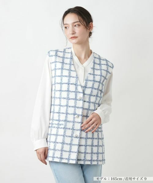 Leilian / レリアン テーラードジャケット | チェックベスト(アイボリー)