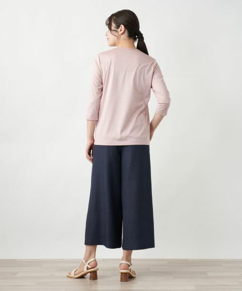 Leilian / レリアン カットソー | 刺繍ボーダー七分袖カットソー | 詳細12