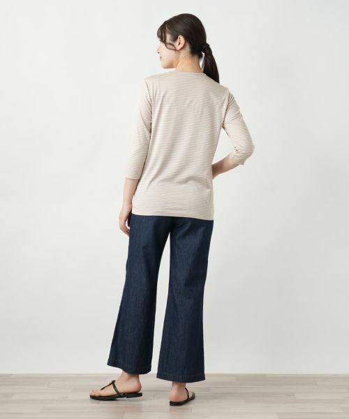 Leilian / レリアン カットソー | 刺繍ボーダー七分袖カットソー | 詳細9
