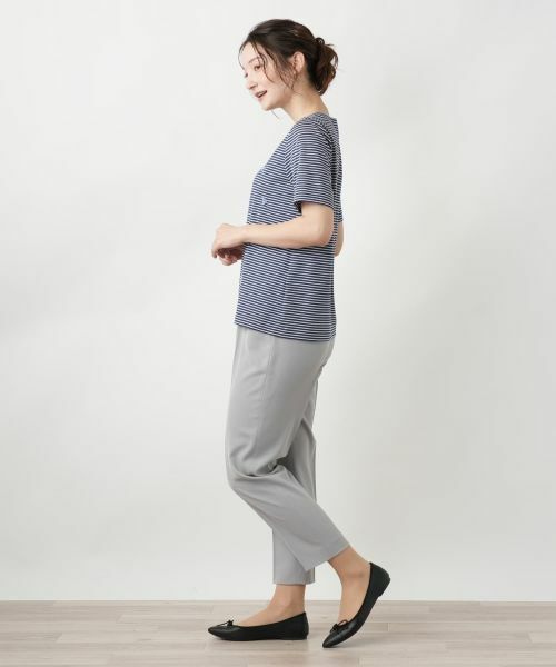 Leilian / レリアン カットソー | ナローボーダー刺繍Tシャツ | 詳細11