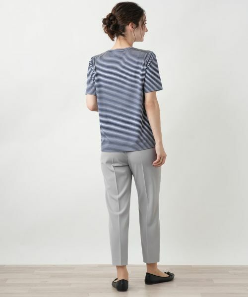 Leilian / レリアン カットソー | ナローボーダー刺繍Tシャツ | 詳細12