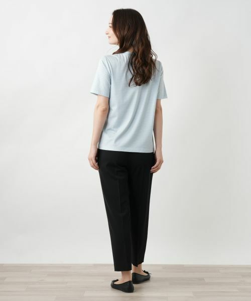 Leilian / レリアン カットソー | ナローボーダー刺繍Tシャツ | 詳細9