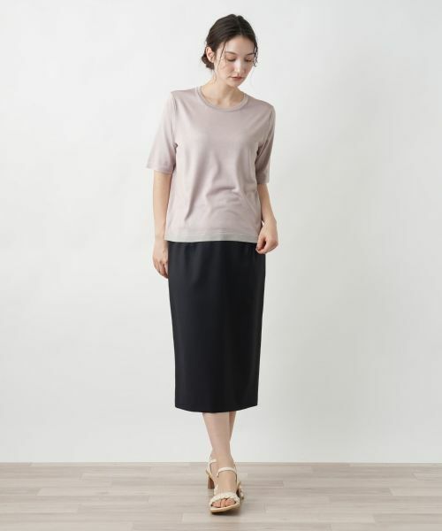 Leilian / レリアン ニット・セーター | ライン配色半袖ニット | 詳細1