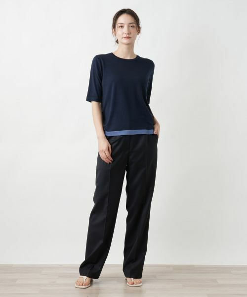 Leilian / レリアン ニット・セーター | ライン配色半袖ニット | 詳細5