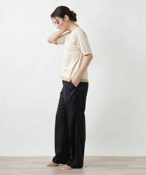 Leilian / レリアン ニット・セーター | ライン配色半袖ニット | 詳細8