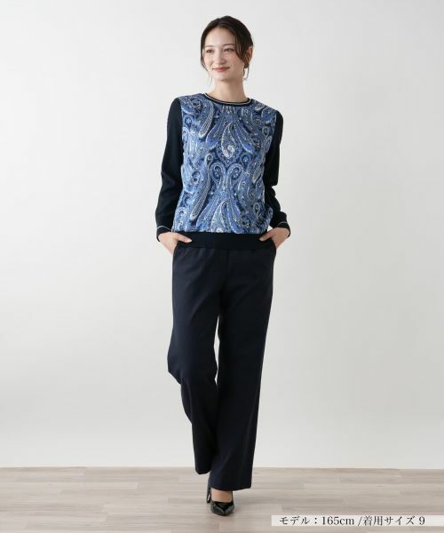 Leilian / レリアン ニット・セーター | ペイズリー切替クルーネックニット【ROCHAS Premiere】【RATTI】 | 詳細1