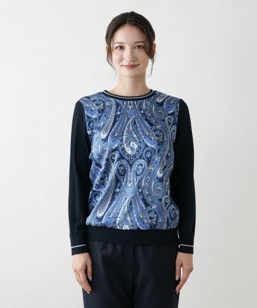 Leilian / レリアン ニット・セーター | ペイズリー切替クルーネックニット【ROCHAS Premiere】【RATTI】 | 詳細4