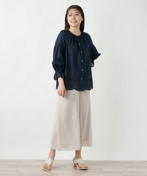 Leilian / レリアン シャツ・ブラウス | レースバンドカラーブラウス | 詳細1