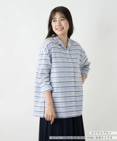 Leilian / レリアン シャツ・ブラウス | ボーダーオープンカラーシャツ【Leilian WHITE LABEL】