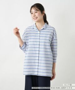 Leilian / レリアン シャツ・ブラウス | ボーダーオープンカラーシャツ【Leilian WHITE LABEL】