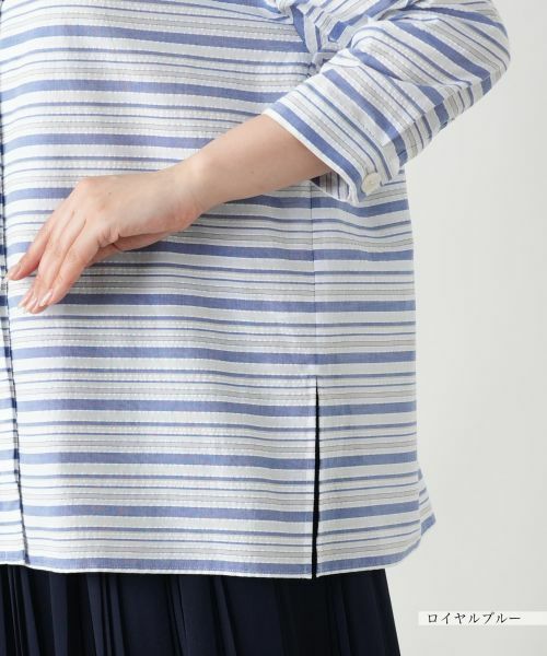 Leilian / レリアン シャツ・ブラウス | ボーダーオープンカラーシャツ【Leilian WHITE LABEL】 | 詳細13