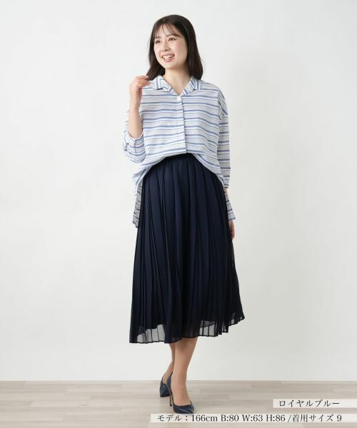 Leilian / レリアン シャツ・ブラウス | ボーダーオープンカラーシャツ【Leilian WHITE LABEL】 | 詳細4