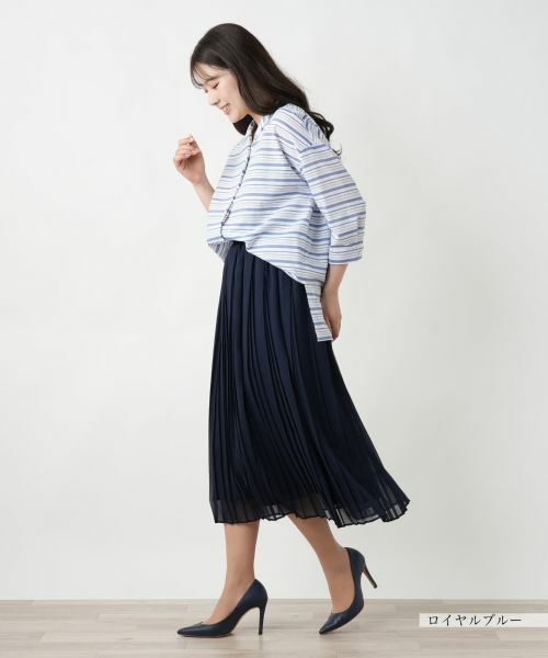 Leilian / レリアン シャツ・ブラウス | ボーダーオープンカラーシャツ【Leilian WHITE LABEL】 | 詳細5