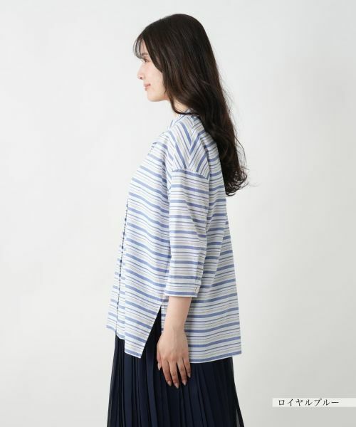 Leilian / レリアン シャツ・ブラウス | ボーダーオープンカラーシャツ【Leilian WHITE LABEL】 | 詳細8