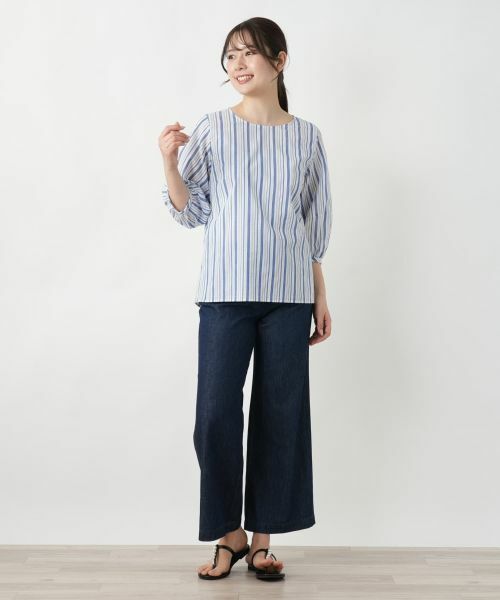 Leilian / レリアン シャツ・ブラウス | ストライプ七分袖ブラウス-Leilian WHITE LABEL【Leilian WHITE LABEL】 | 詳細1