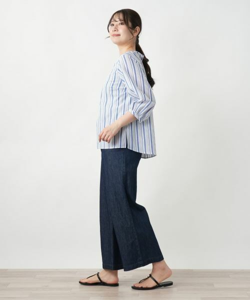 Leilian / レリアン シャツ・ブラウス | ストライプ七分袖ブラウス-Leilian WHITE LABEL【Leilian WHITE LABEL】 | 詳細2