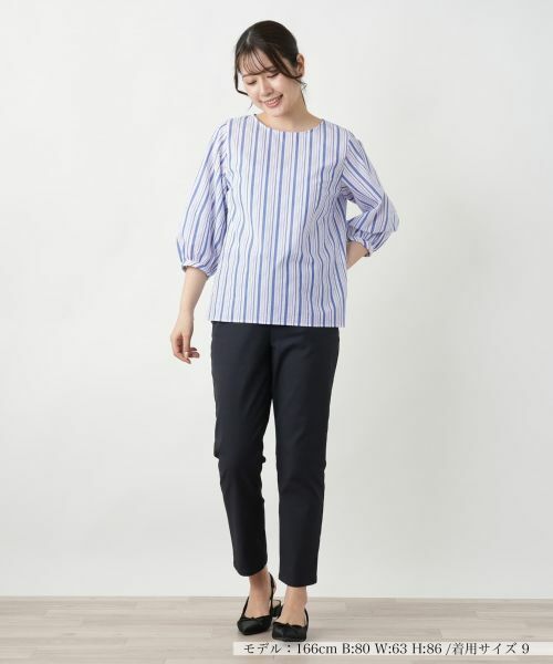 Leilian / レリアン シャツ・ブラウス | ストライプ七分袖ブラウス-Leilian WHITE LABEL【Leilian WHITE LABEL】 | 詳細4