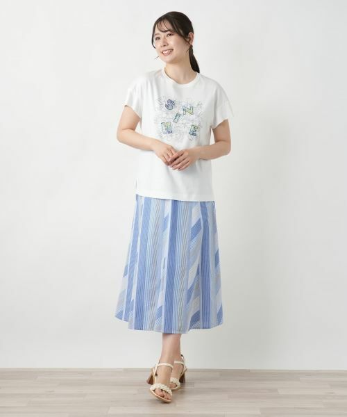 Leilian / レリアン Tシャツ | フラワー刺繍Tシャツ【Leilian WHITE LABEL】 | 詳細1