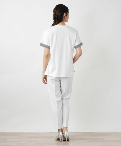 Leilian / レリアン Tシャツ | 刺繍クルーネックTシャツ【Leilian WHITE LABEL】 | 詳細3