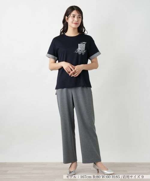 セール】 刺繍クルーネックTシャツ【Leilian WHITE LABEL】 （T
