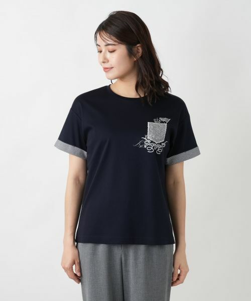 Leilian / レリアン Tシャツ | 刺繍クルーネックTシャツ【Leilian WHITE LABEL】 | 詳細8
