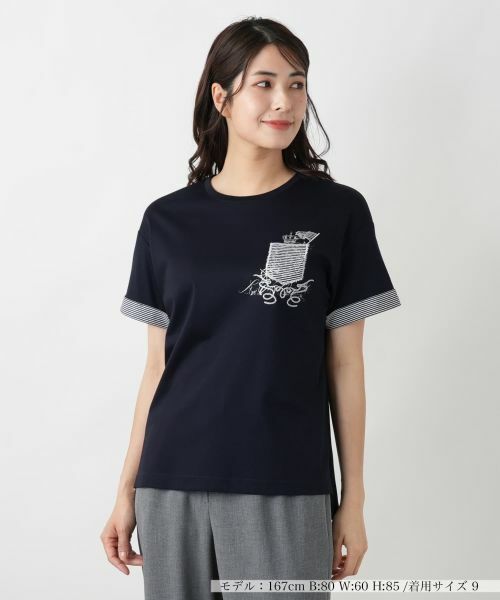 セール】 刺繍クルーネックTシャツ【Leilian WHITE LABEL】 （T