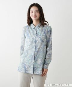 nina様 Leilian レリアン ストライプ フリル 長袖 チュニックシャツ チュニックブラウス【Leilian WHITE LABEL】|レリアン