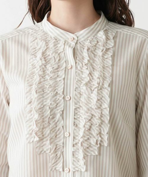 Leilian / レリアン シャツ・ブラウス | フリルストライプブラウス | 詳細13