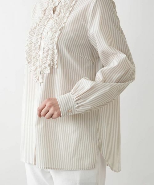 Leilian / レリアン シャツ・ブラウス | フリルストライプブラウス | 詳細15