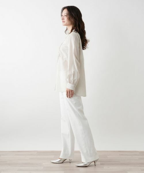 Leilian / レリアン シャツ・ブラウス | フリルストライプブラウス | 詳細8