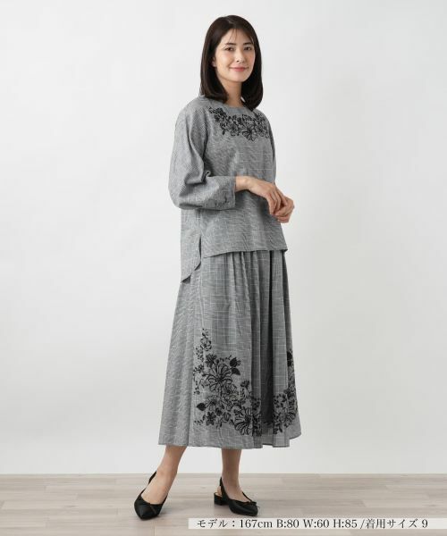 Leilian / レリアン シャツ・ブラウス | チェック刺繍ブラウス | 詳細1