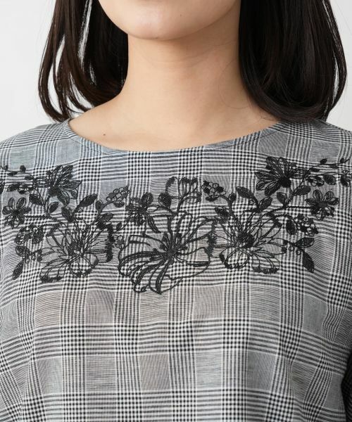 Leilian / レリアン シャツ・ブラウス | チェック刺繍ブラウス | 詳細7