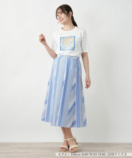 Leilian / レリアン ミニ・ひざ丈スカート | ストライプフレアスカート | 詳細1