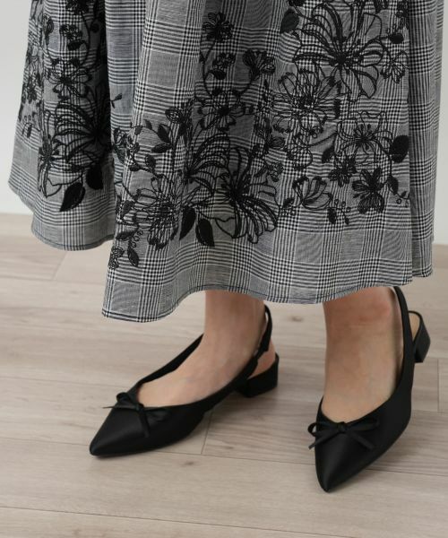 Leilian / レリアン ミニ・ひざ丈スカート | チェック刺繍フレアスカート | 詳細8